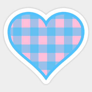 Pink and Blue Buffalo Plaid Heart Sticker